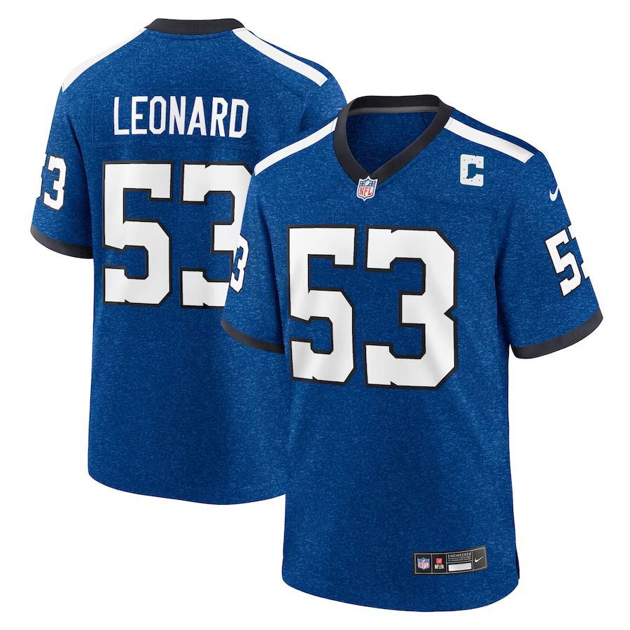 Men Indianapolis Colts #53 Shaquille Leonard Nike Royal Indiana Nights Alternate Game NFL Jersey